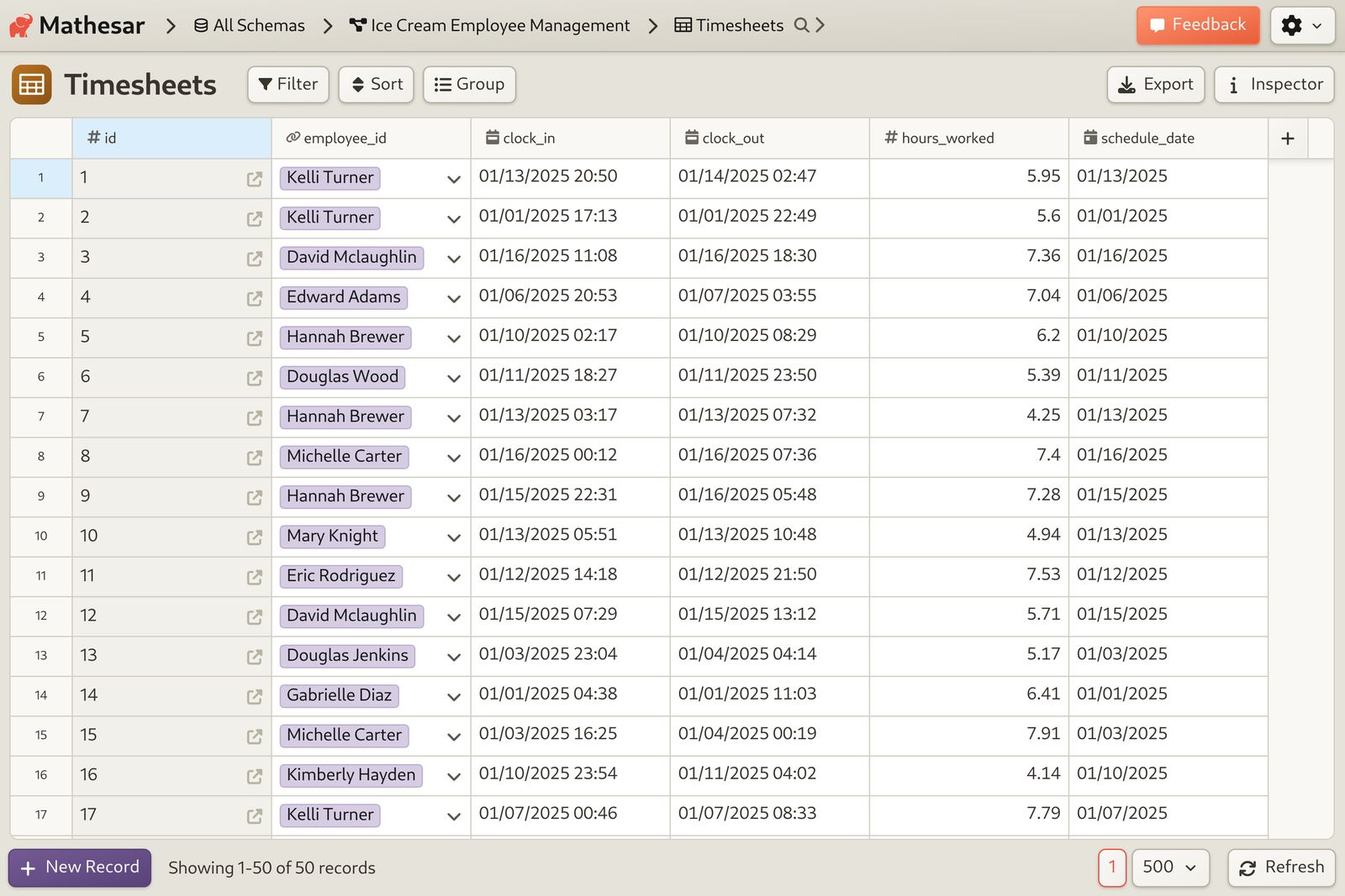 Employee Timesheets