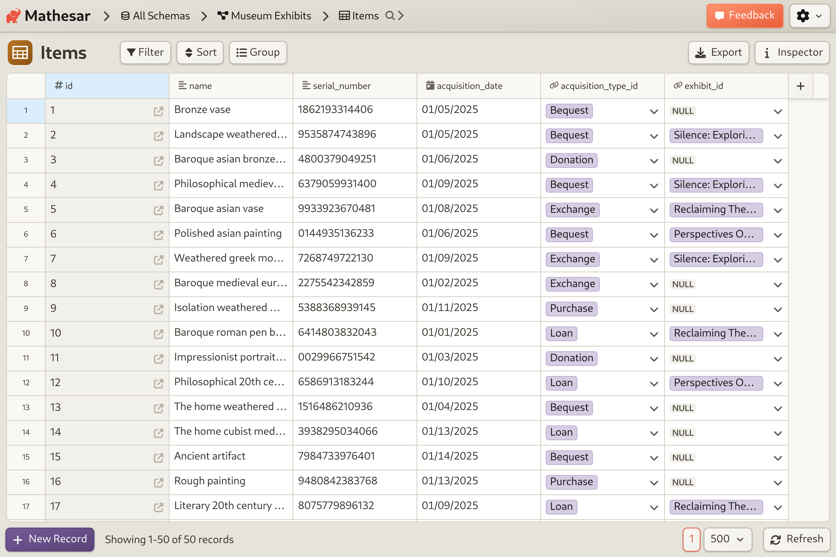 Museum Database