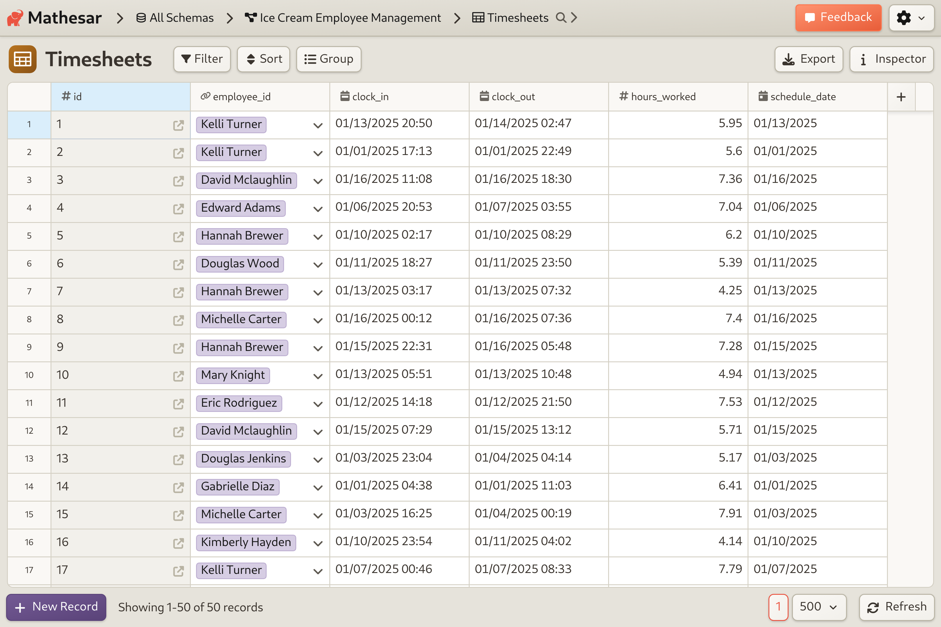 Employee Timesheets