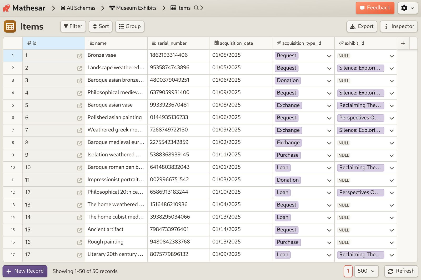 Museum Database