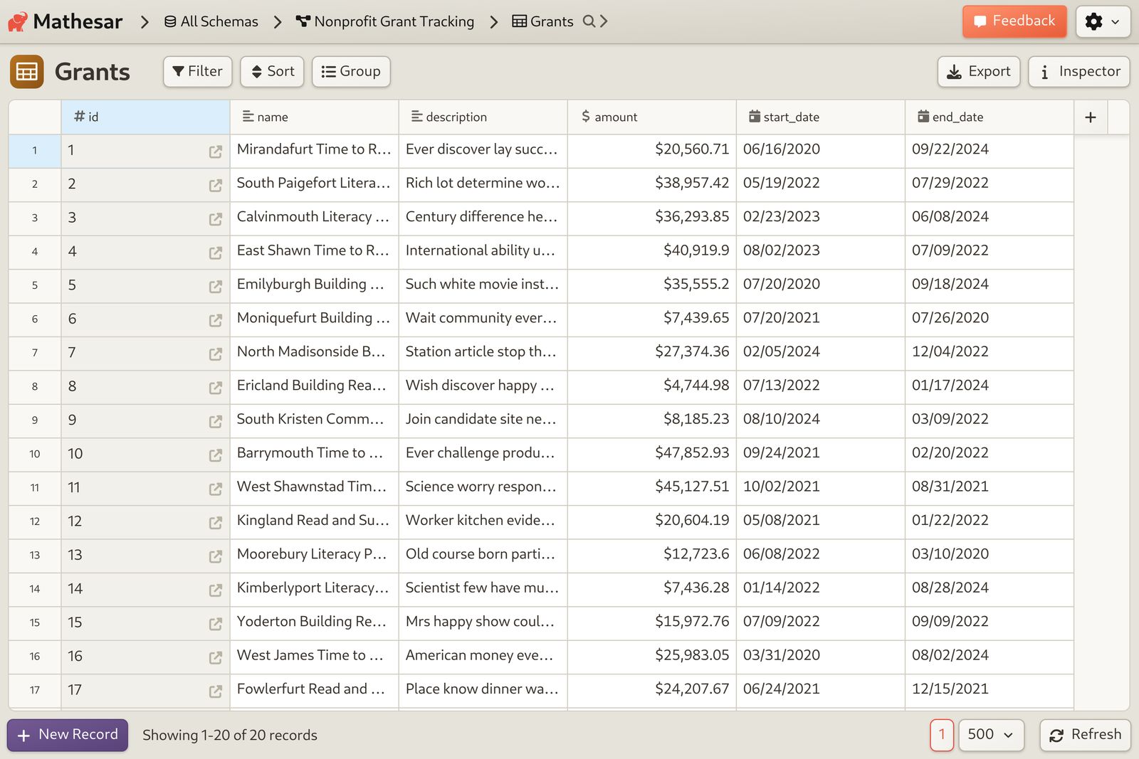 Non-Profit Grant Tracking