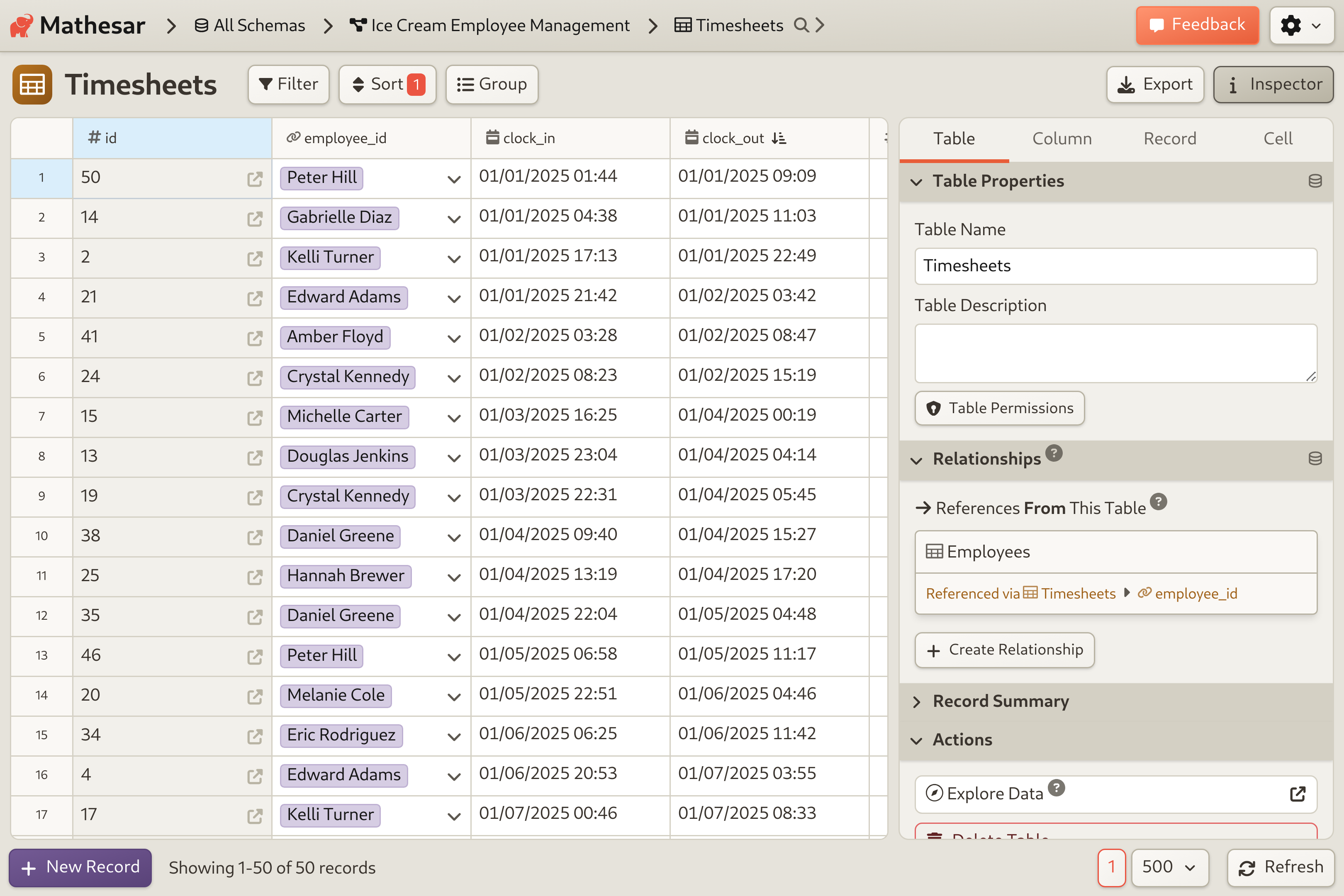 Employee Timesheets