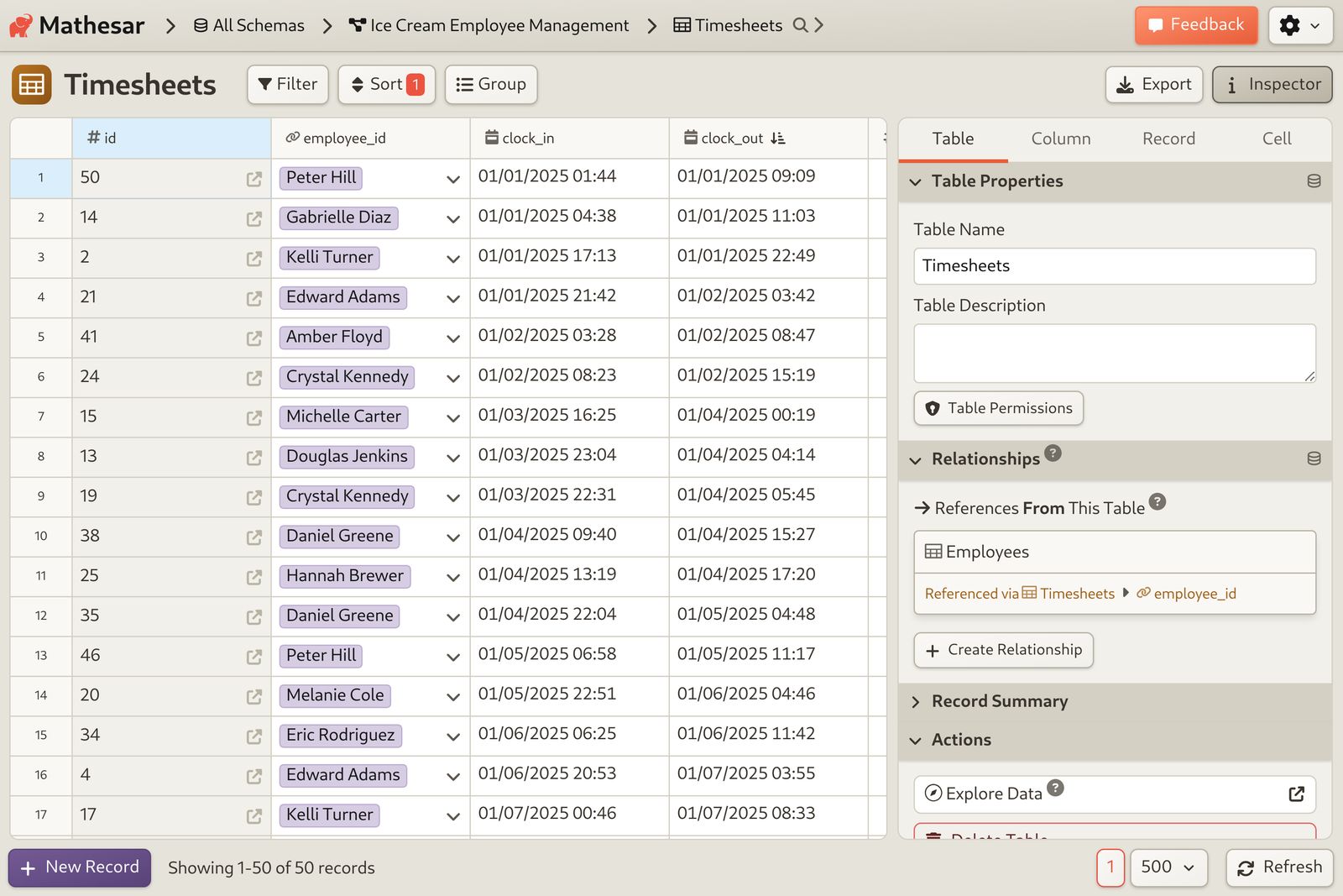 Employee Timesheets