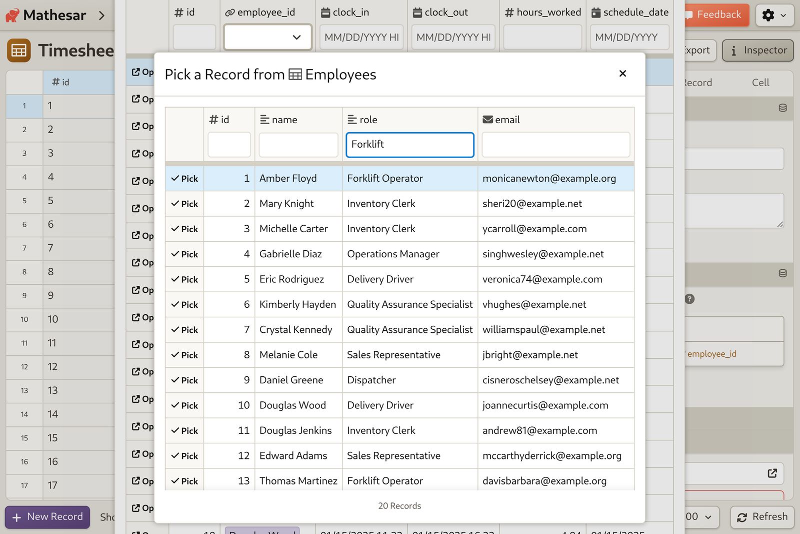 Employee Timesheets