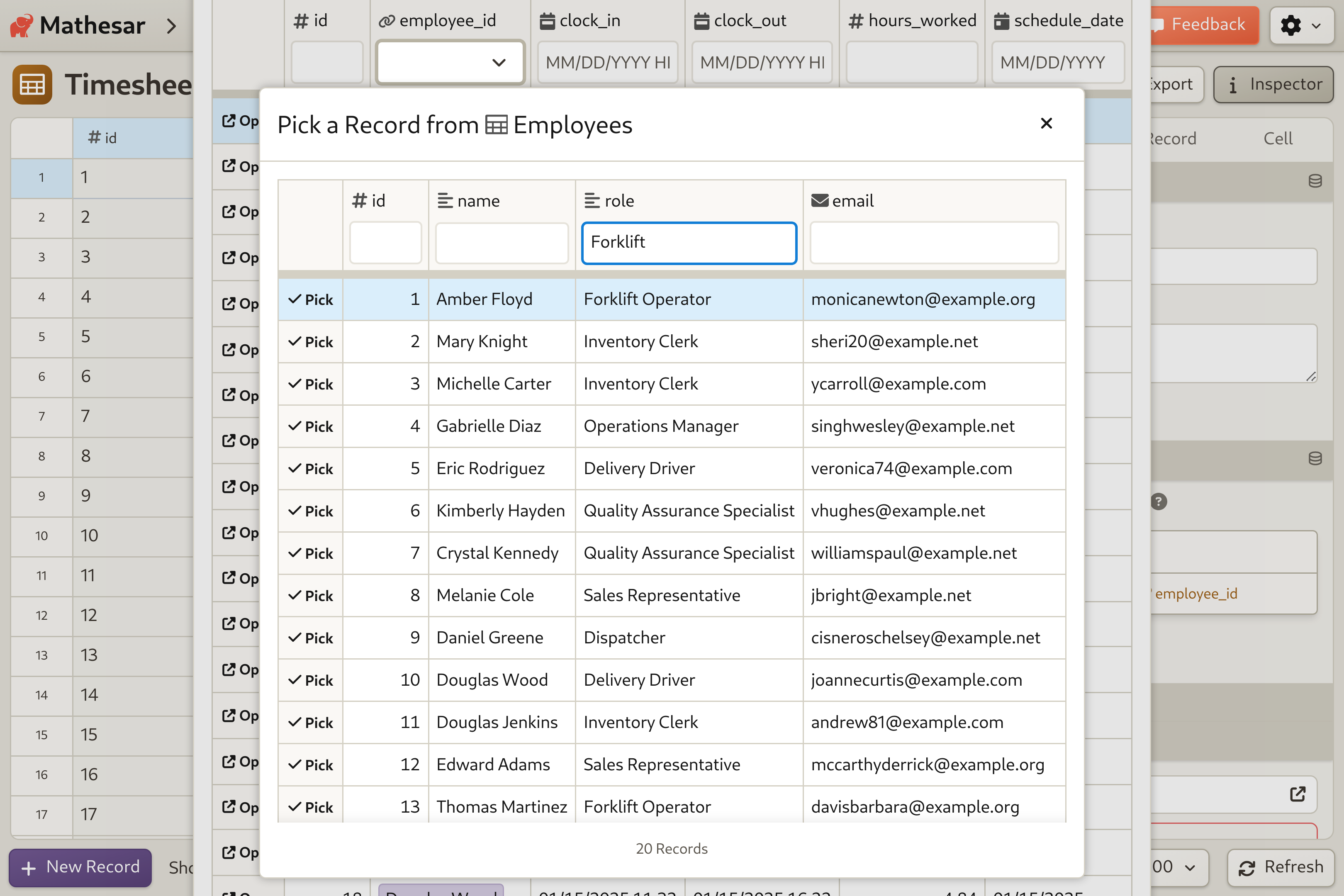 Employee Timesheets