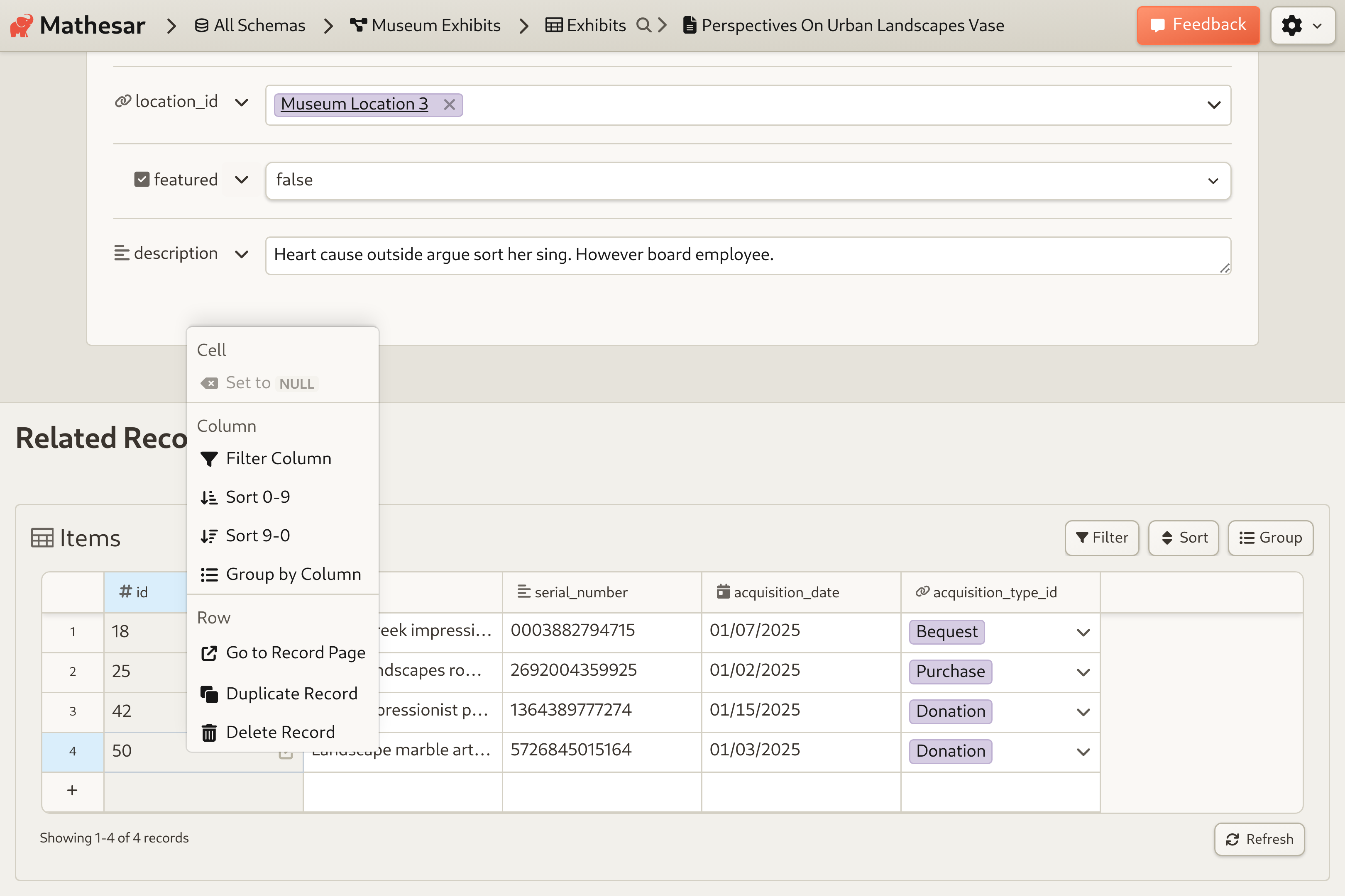 Museum Database