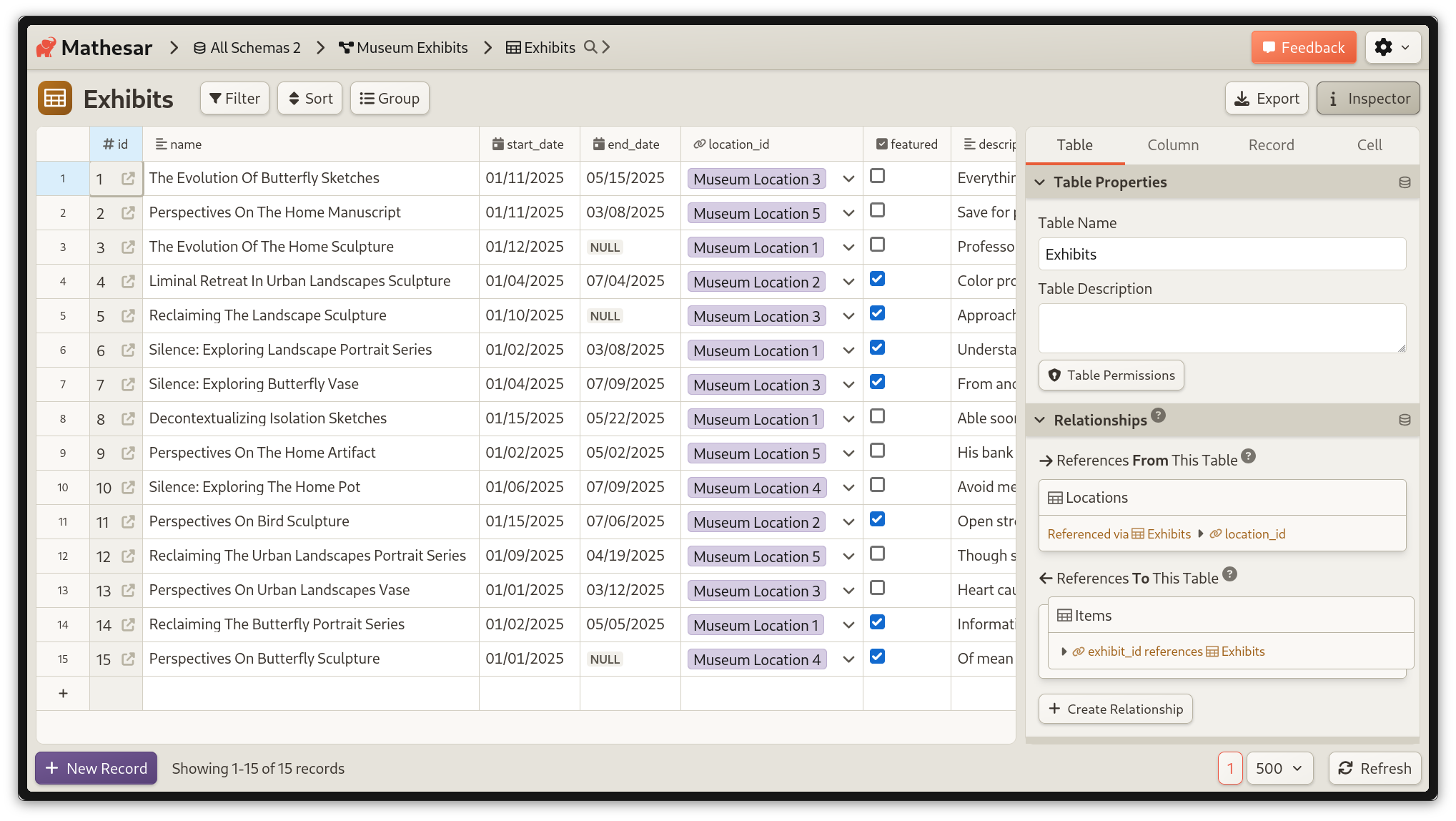 Light mode table view